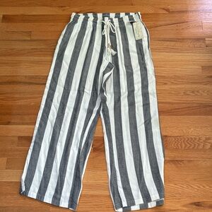 French Laundry Black and White Striped Wide Leg Pants